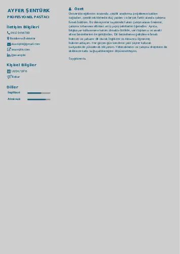 Pastacı Cv Örnekleri cv indir